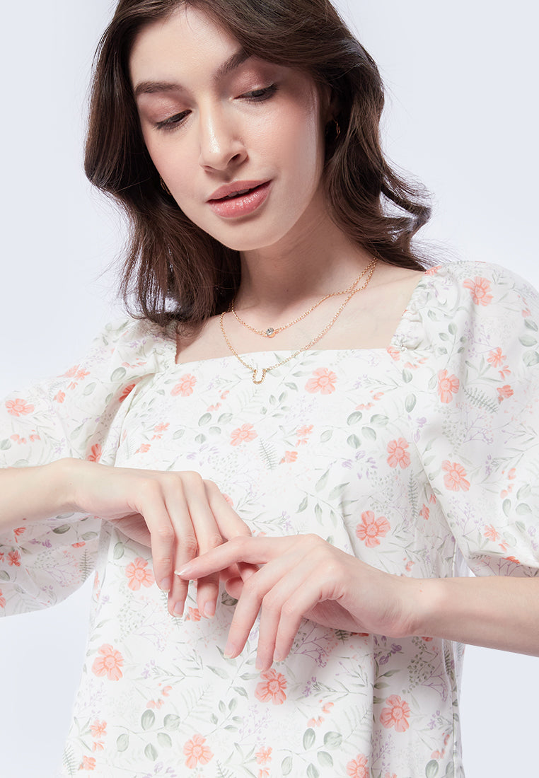 Printed Square Neck Blouse