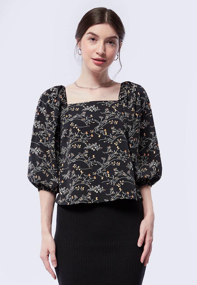 Printed Square Neck Blouse