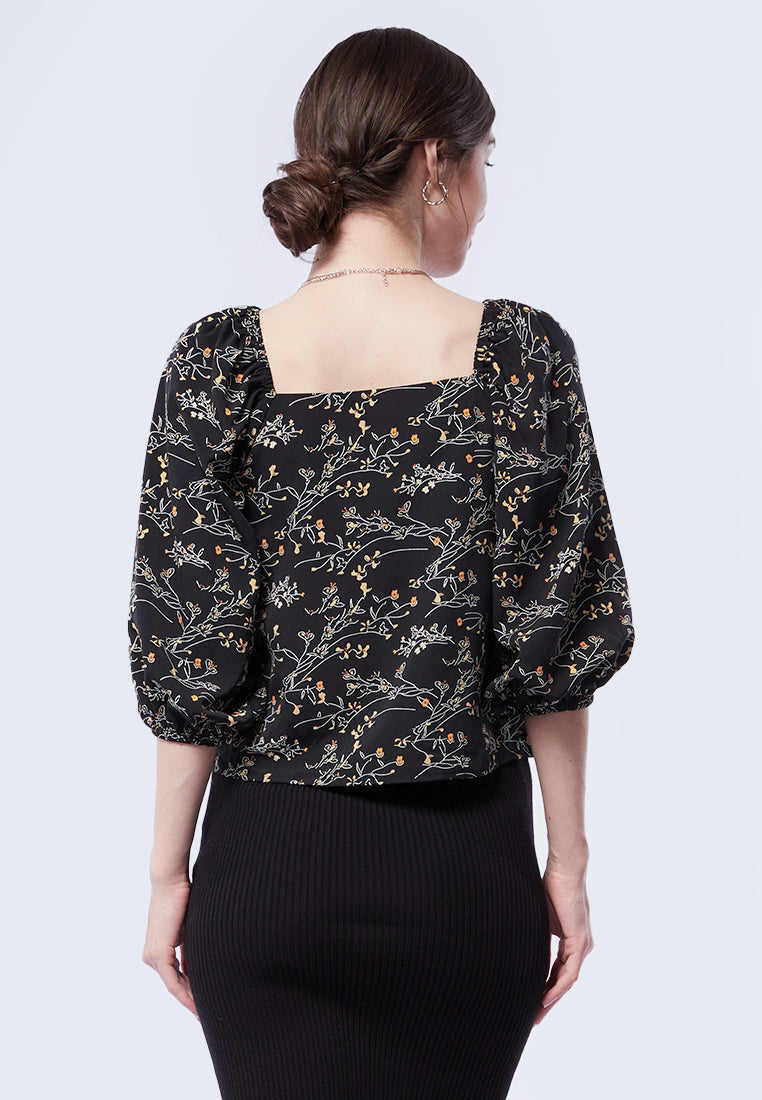 Printed Square Neck Blouse