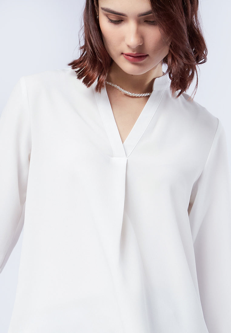 Mandarin Collar Long Sleeve Blouse