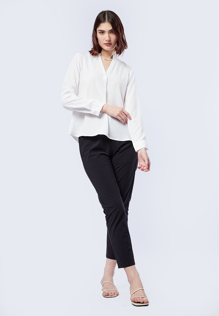 Mandarin Collar Long Sleeve Blouse