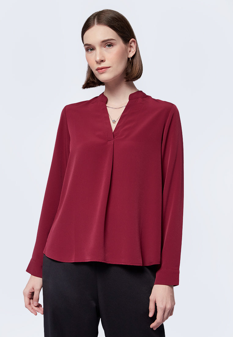 Mandarin Collar Long Sleeve Blouse