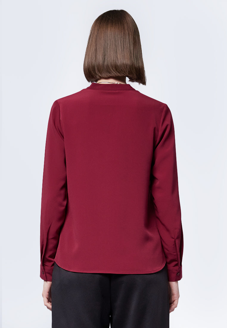 Mandarin Collar Long Sleeve Blouse