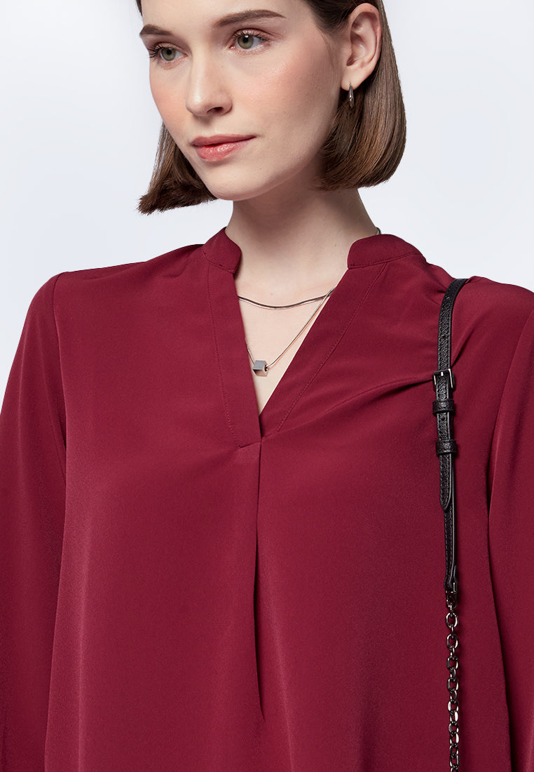 Mandarin Collar Long Sleeve Blouse