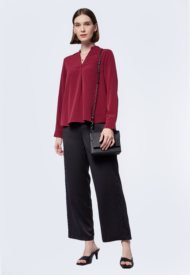 Mandarin Collar Long Sleeve Blouse