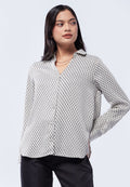 Printed Long Sleeve V-Neck Blouse