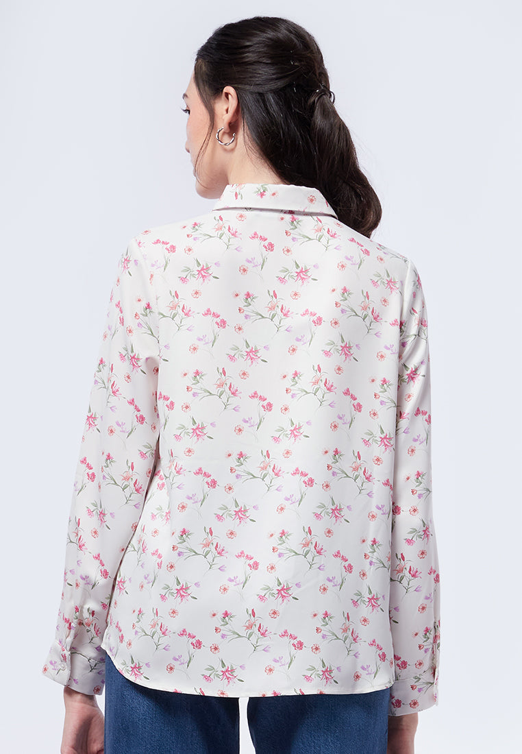 Basic Long Sleeve Satin Blouse