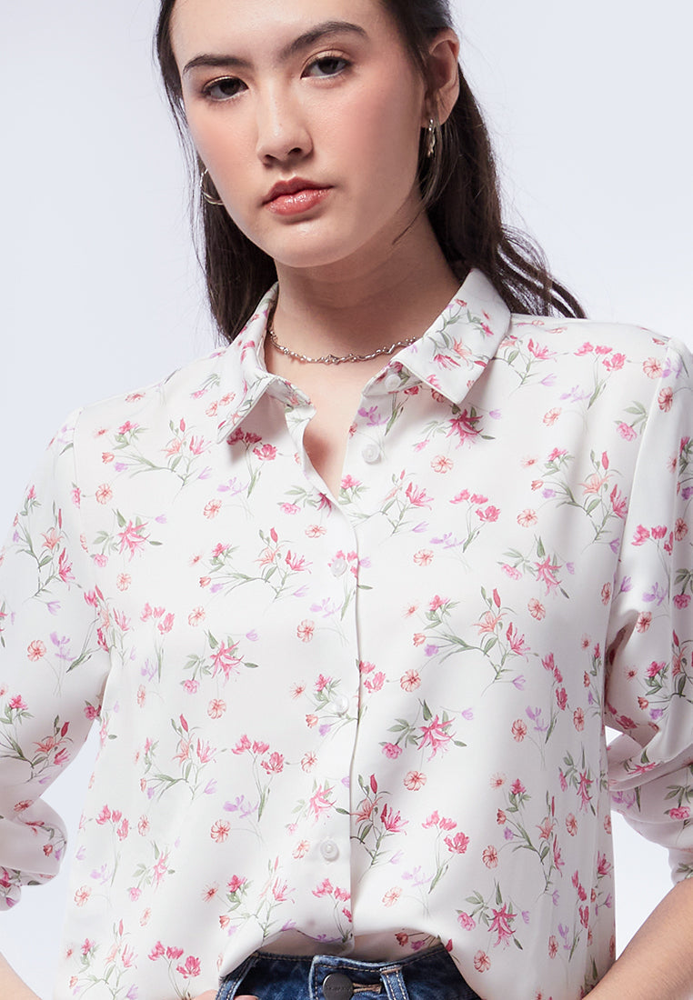 Basic Long Sleeve Satin Blouse