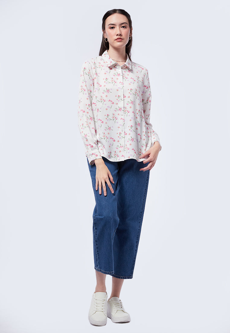 Basic Long Sleeve Satin Blouse