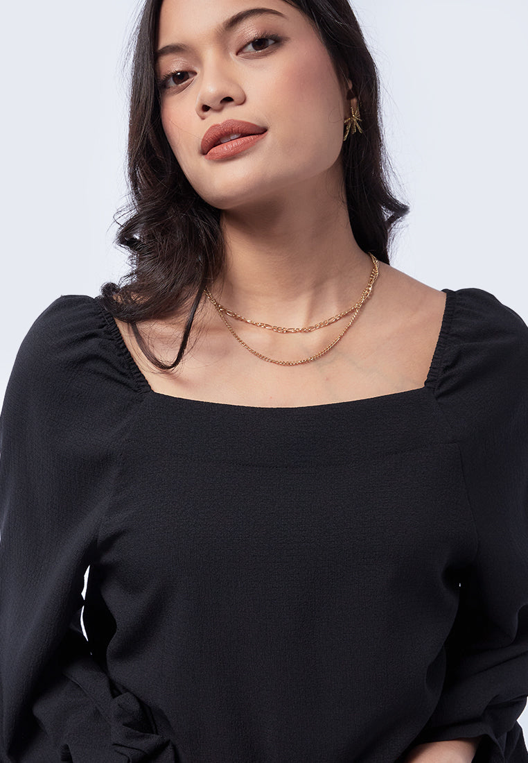 Balloon Hem Crop Blouse