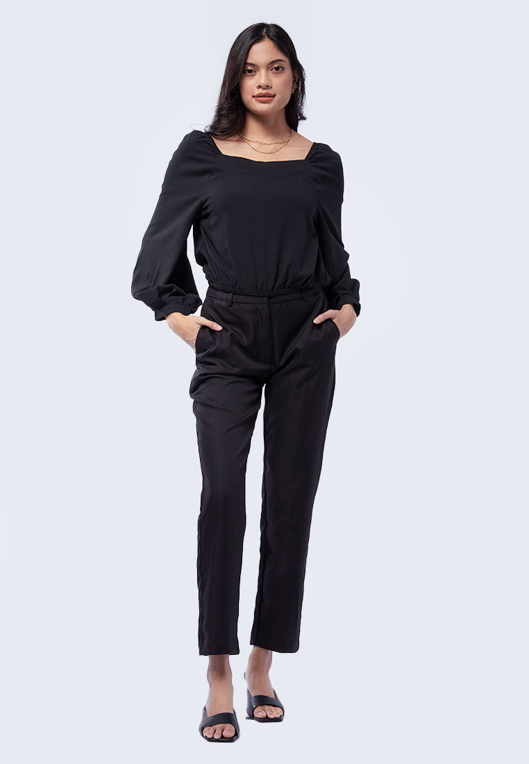 Balloon Hem Crop Blouse