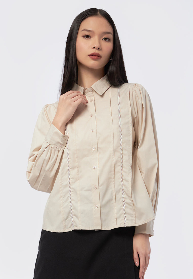Balloon Sleeve Decorative Shirt