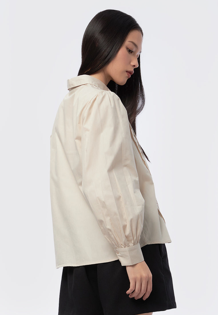 Balloon Sleeve Decorative Shirt