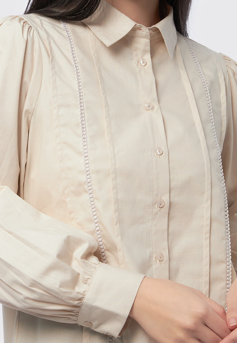 Balloon Sleeve Decorative Shirt