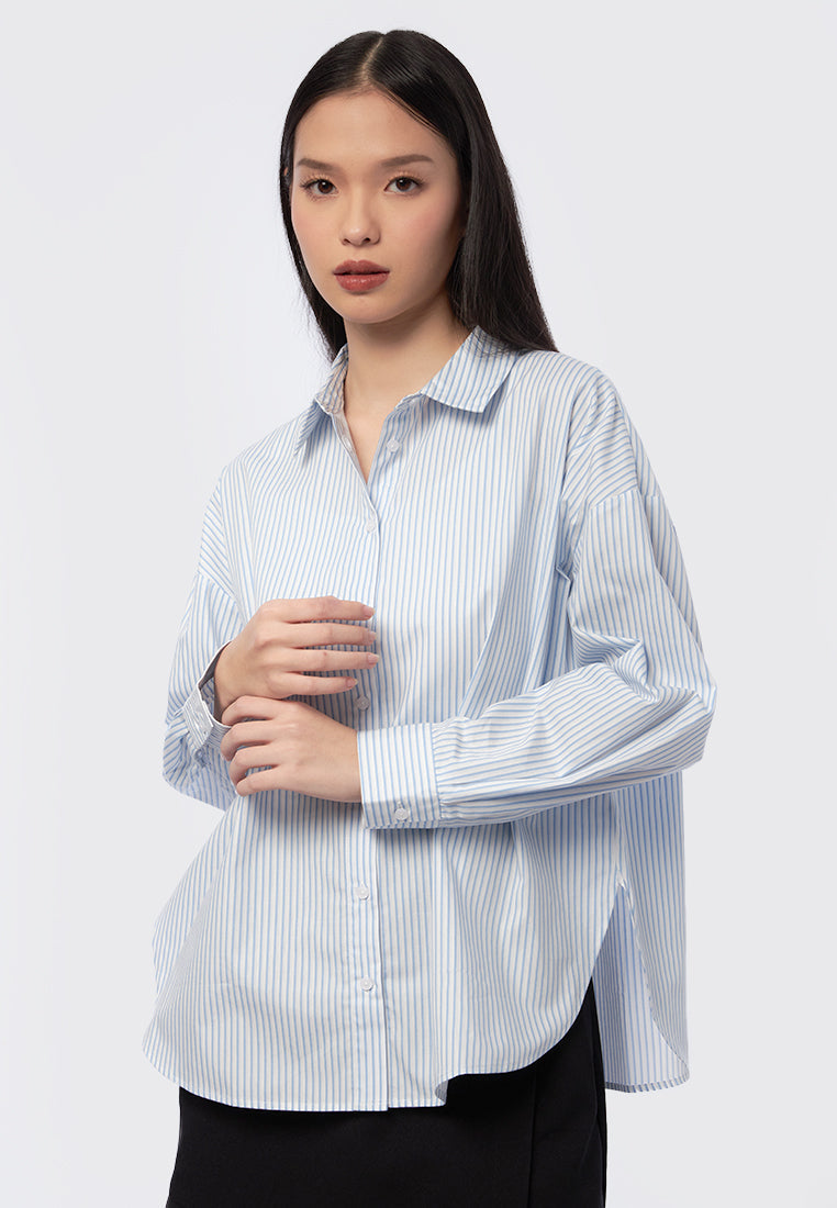 Oversized Stripes Long Sleeve Blouse
