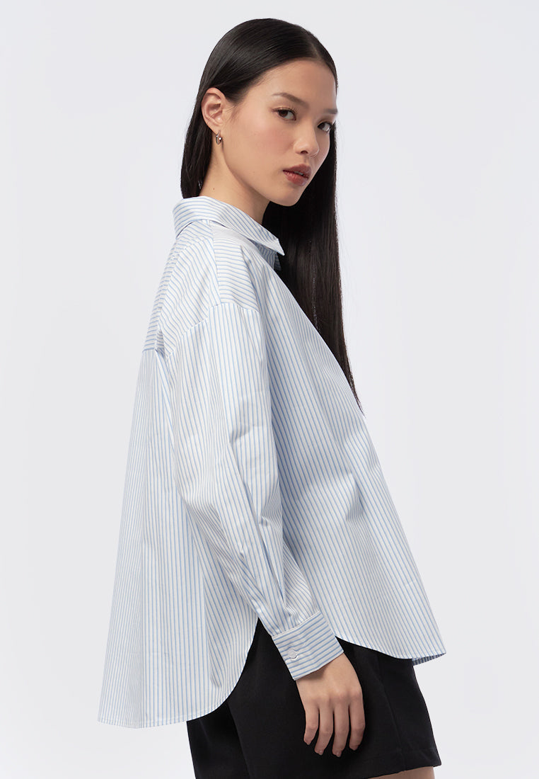 Oversized Stripes Long Sleeve Blouse
