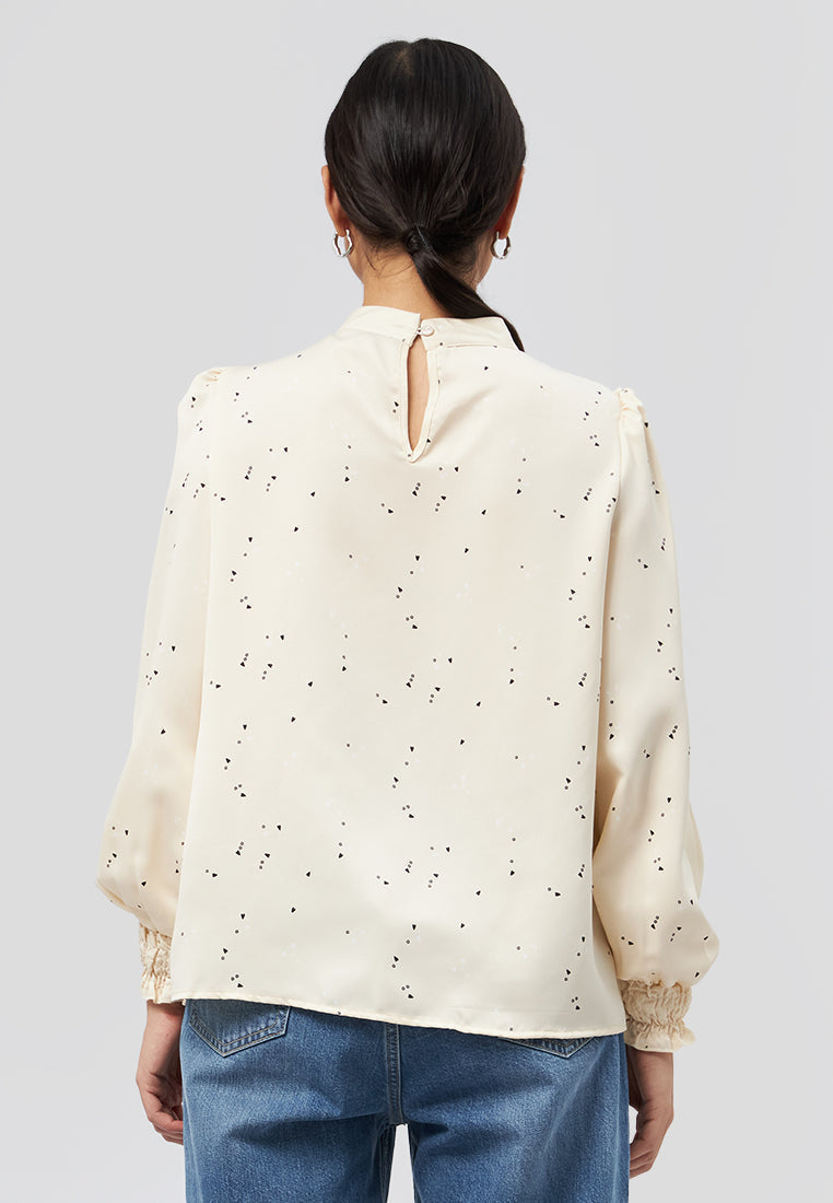 Printed Stand Collar Blouse