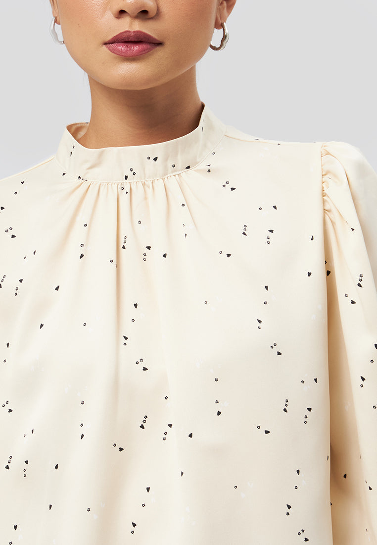 Printed Stand Collar Blouse