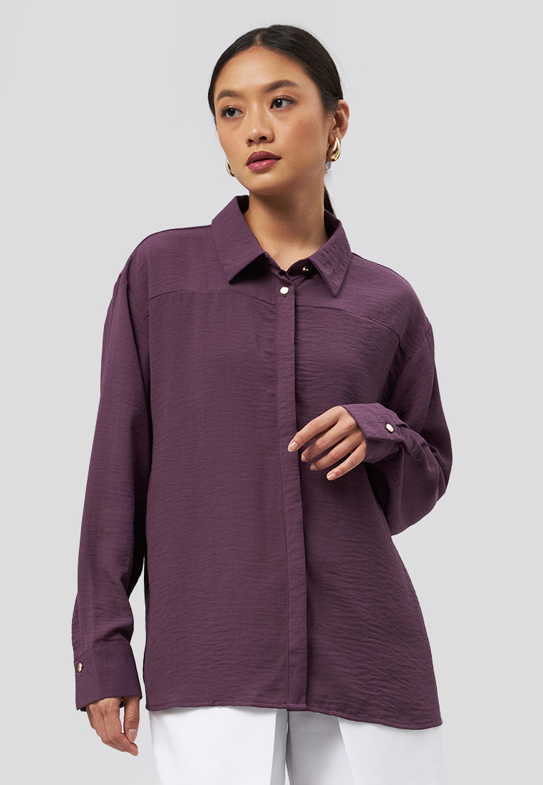 Plum Regular Fit Long Sleeve Shirt