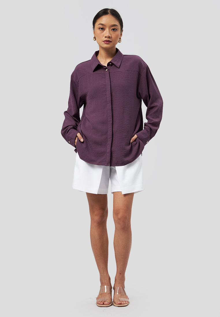 Plum Regular Fit Long Sleeve Shirt