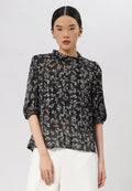 Floral Tie Up Short Sleeve Blouse