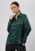 Long Sleeve Crinkle Shirt D.Green
