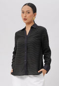 Oversized Long Sleeve Eyelet Shirt Black