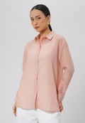 Long Sleeve Loose Shirt Pink