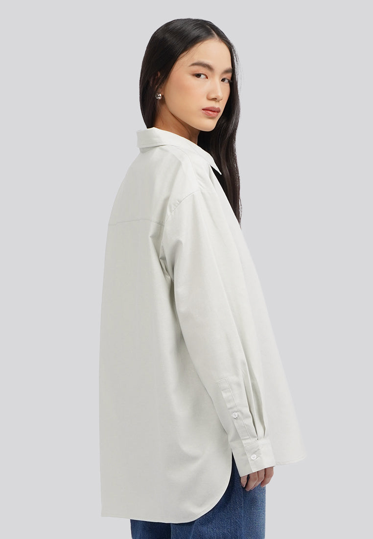 High Low Oversized Shirt Sage