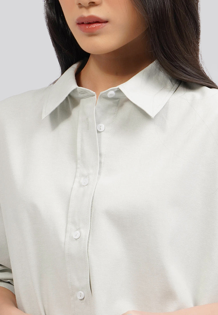 High Low Oversized Shirt Sage
