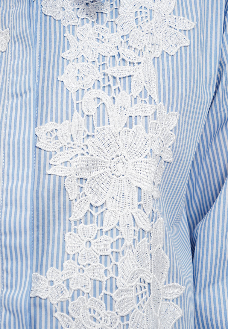 Stripe Loose Shirt with Lace
