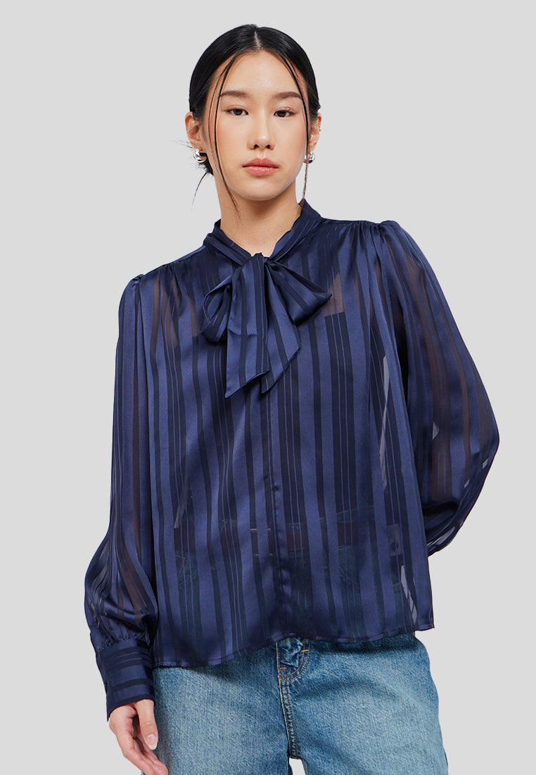 Tied Neck Long Sleeve Blouse