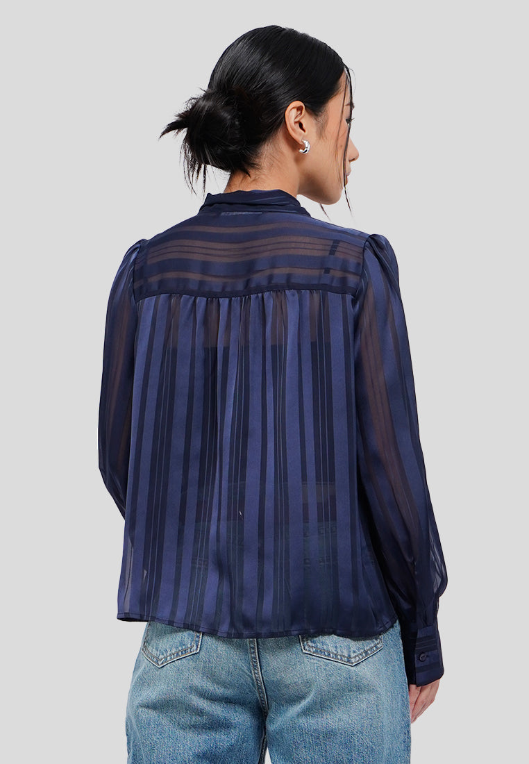 Tied Neck Long Sleeve Blouse