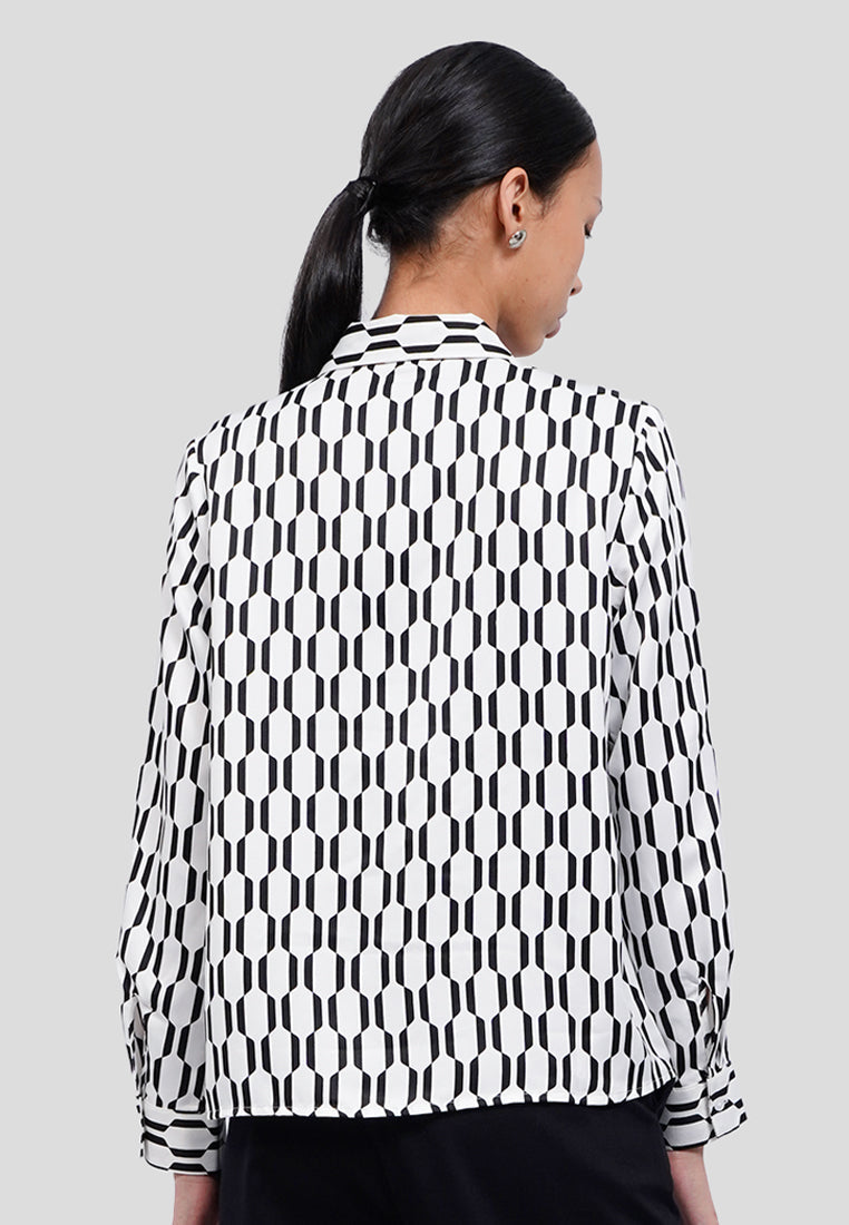Geometric Printed Long Sleeve Blouse