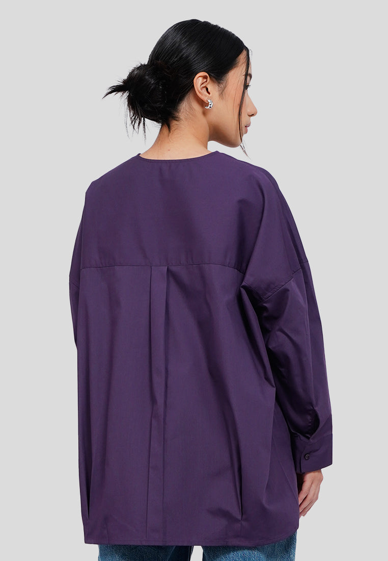 Button Tab Batwing Blouse