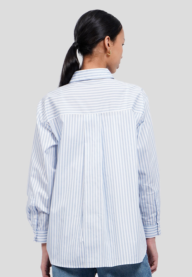 Long Sleeve Stripes Shirt with Pocket