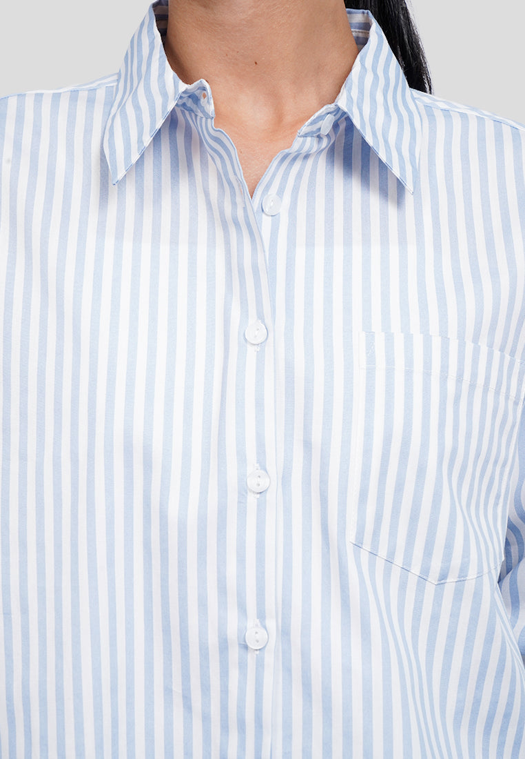 Long Sleeve Stripes Shirt with Pocket