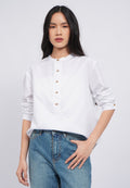 Half Placket Long Sleeve Blouse