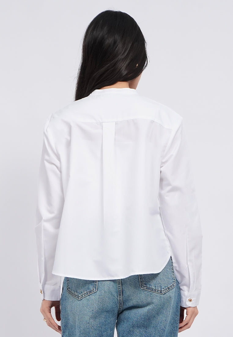 Half Placket Long Sleeve Blouse