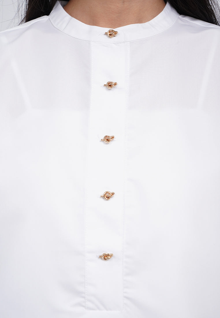 Half Placket Long Sleeve Blouse