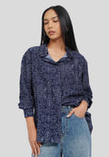 Draped Collar Printed Blouse