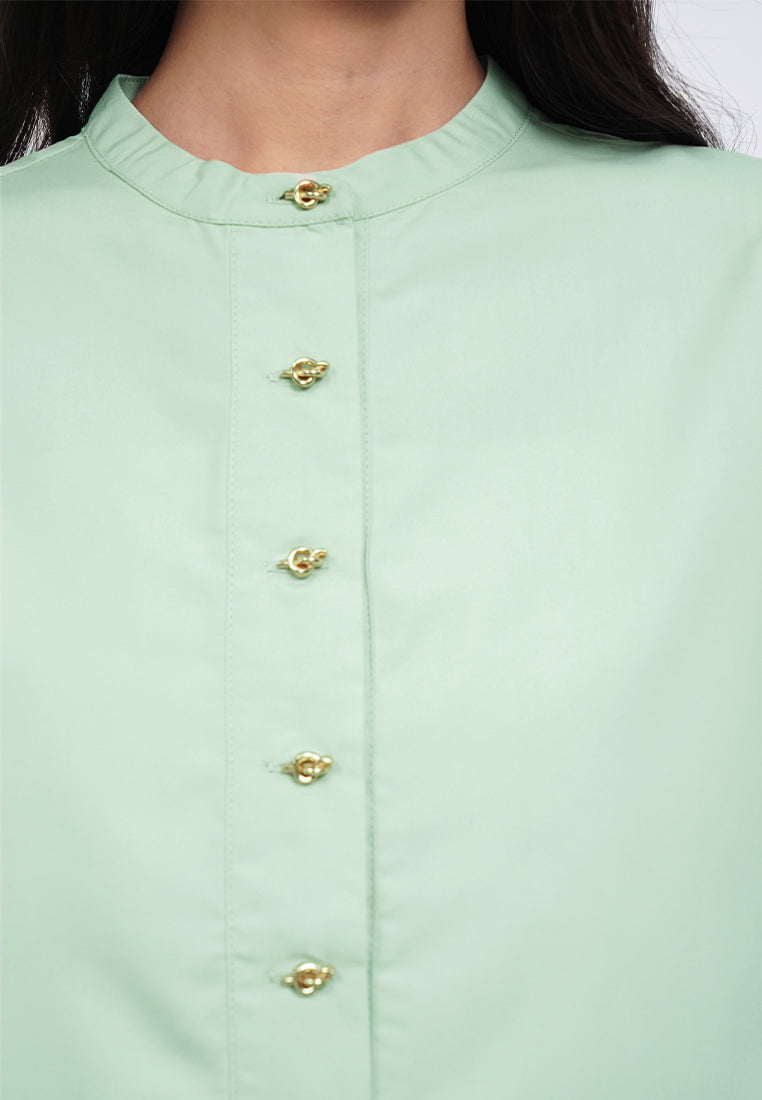 Half Placket Long Sleeve Blouse