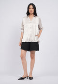 V-Neck Long Sleeve Satin Blouse