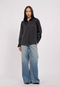 Long Sleeve Satin Shirt with Fancy Button