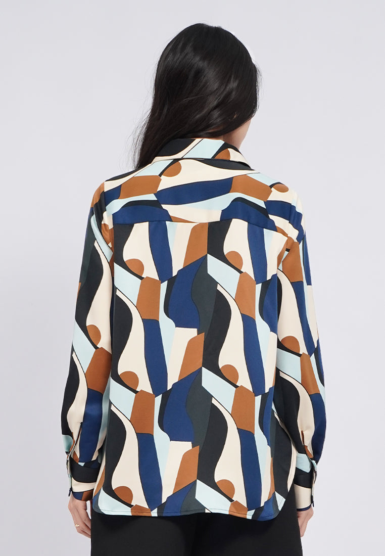 Long Sleeve Printed Blouse