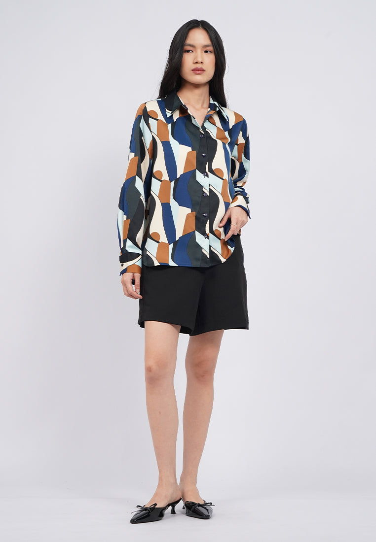 Long Sleeve Printed Blouse