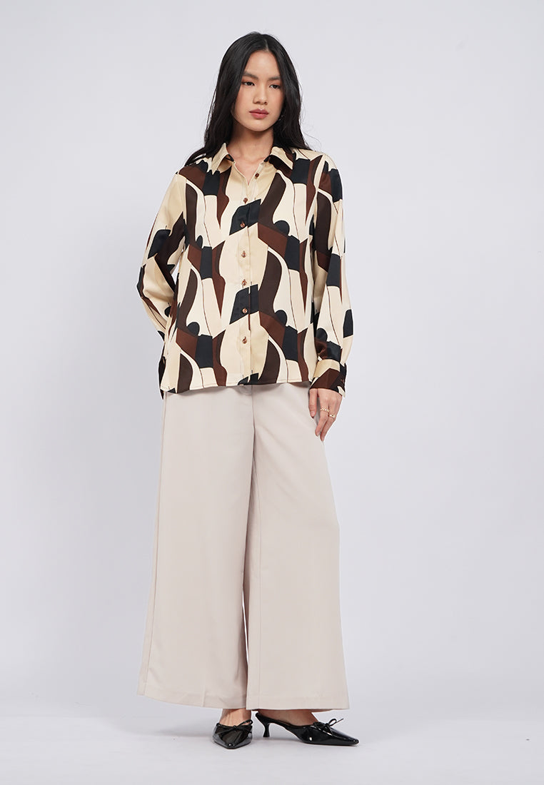 Long Sleeve Printed Blouse