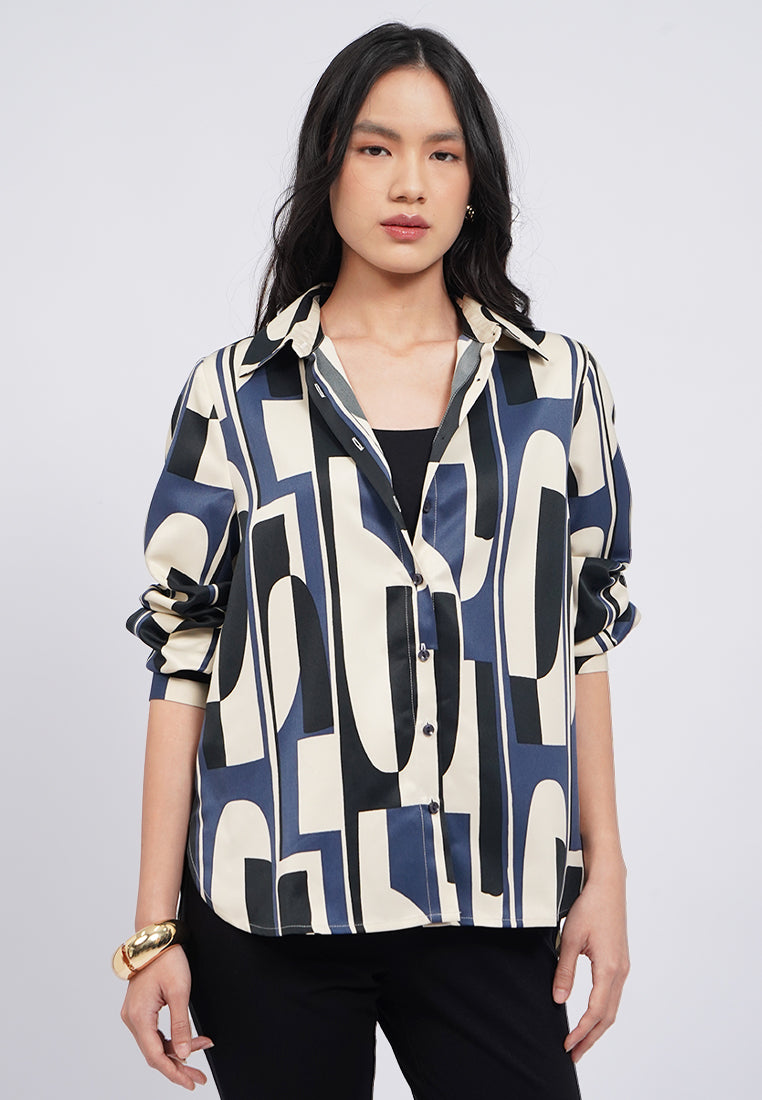 Long Sleeve Printed Blouse