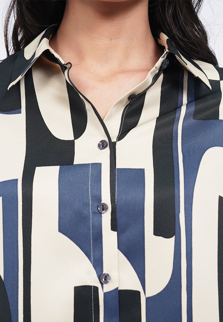 Long Sleeve Printed Blouse