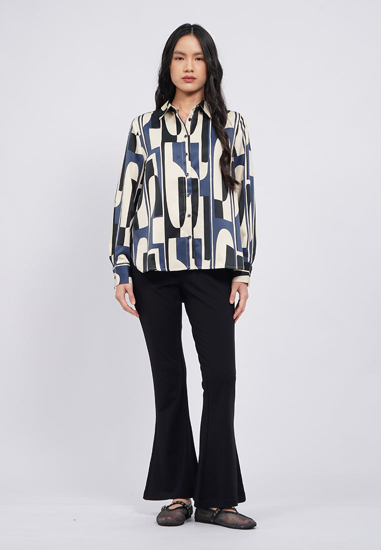 Long Sleeve Printed Blouse